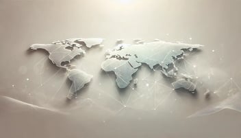 Minimalistic world map art over with silver and gold color tones