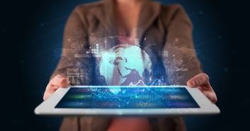 Woman holding a digital tablet 