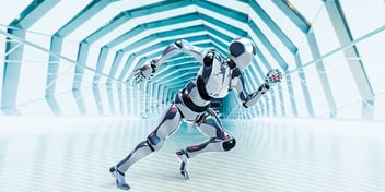 Human-like robot in an agile running position