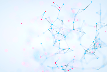 Geometric neuron-like connections on blurred white background