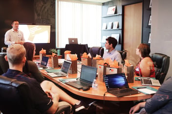 Business people engaging in a corporate meeting