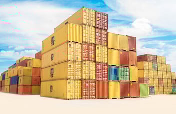 Storage containers stacked outside 