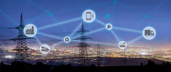 High power electricity poles connected to smart grid to manage energy transmission and distribution 
